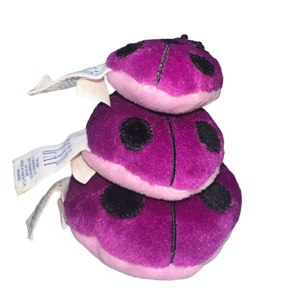 Baby Gap Stacking Purple Ladybug Rattle 2001 Set Of 3 Plush Baby Toys - Picture 4 of 6